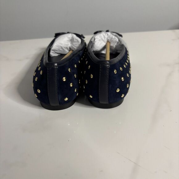 Talbots Women Blair Studded Suede Ballet Flats NIB New Navy Gold Size 6 - Picture 4 of 9